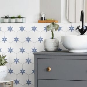 Hex Stella Azul 22 x 25cm