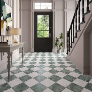 Damasco Bianco Carrara & Verde Guatemala 25x25